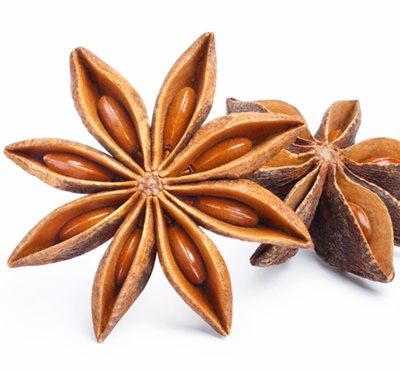 ánizs termése fehér háttér előtt